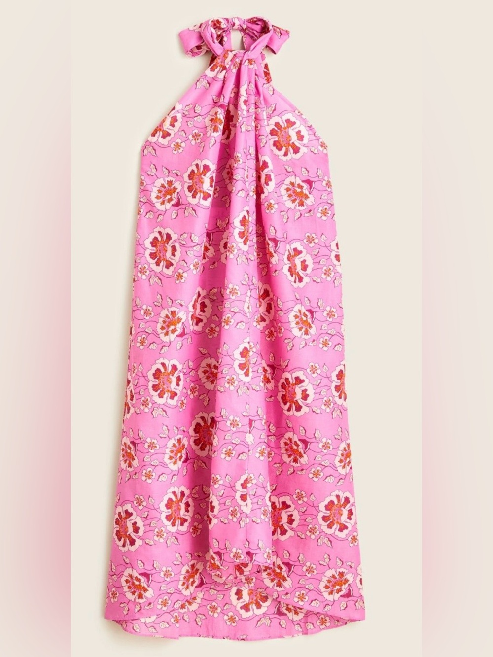 NWT J. Crew pink and red floral tie neck dress Large